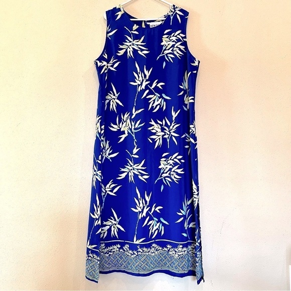 NEW GEAR Plus Vintage Tropical Maxi Dress by Bamboo Navy Blue Side Slit size 2X - Picture 1 of 7